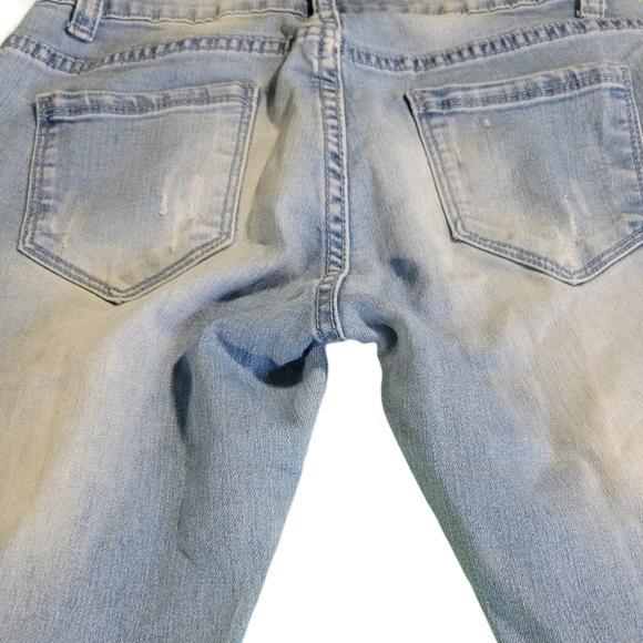 Final Price -Light Blue Distressed Low Rise Jeans - BamBoo Size 3/4 - Picture 5 of 11